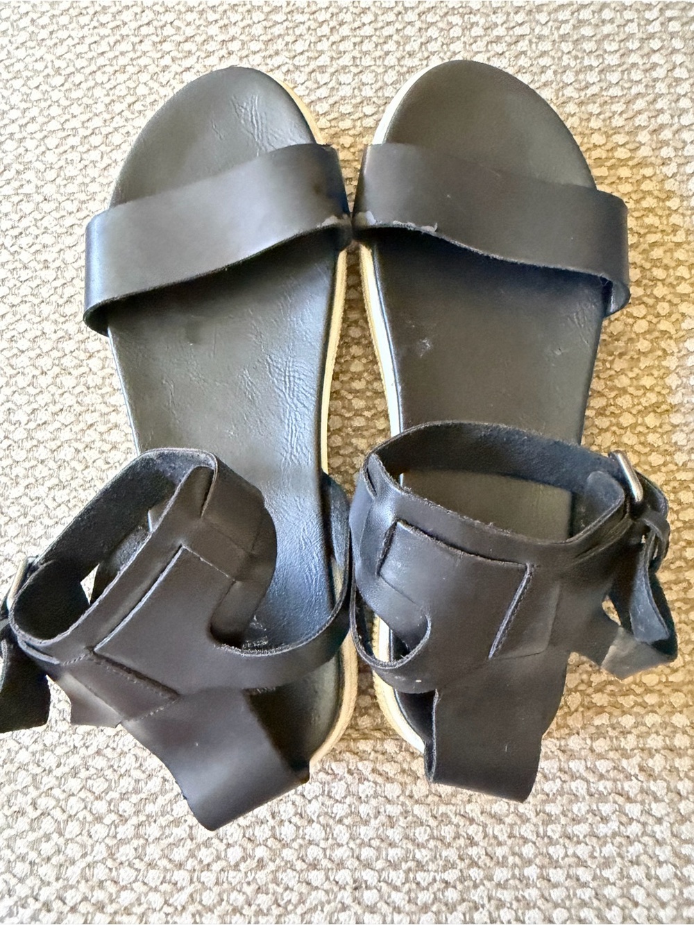 MIA Black Leather Slide Sandals